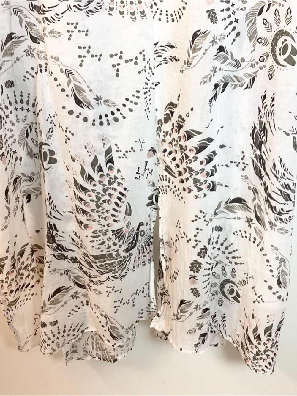 Odd Molly Boho 100% Cotton Bird Print Swim Cover Up - White - One Size - Picture 7 of 9